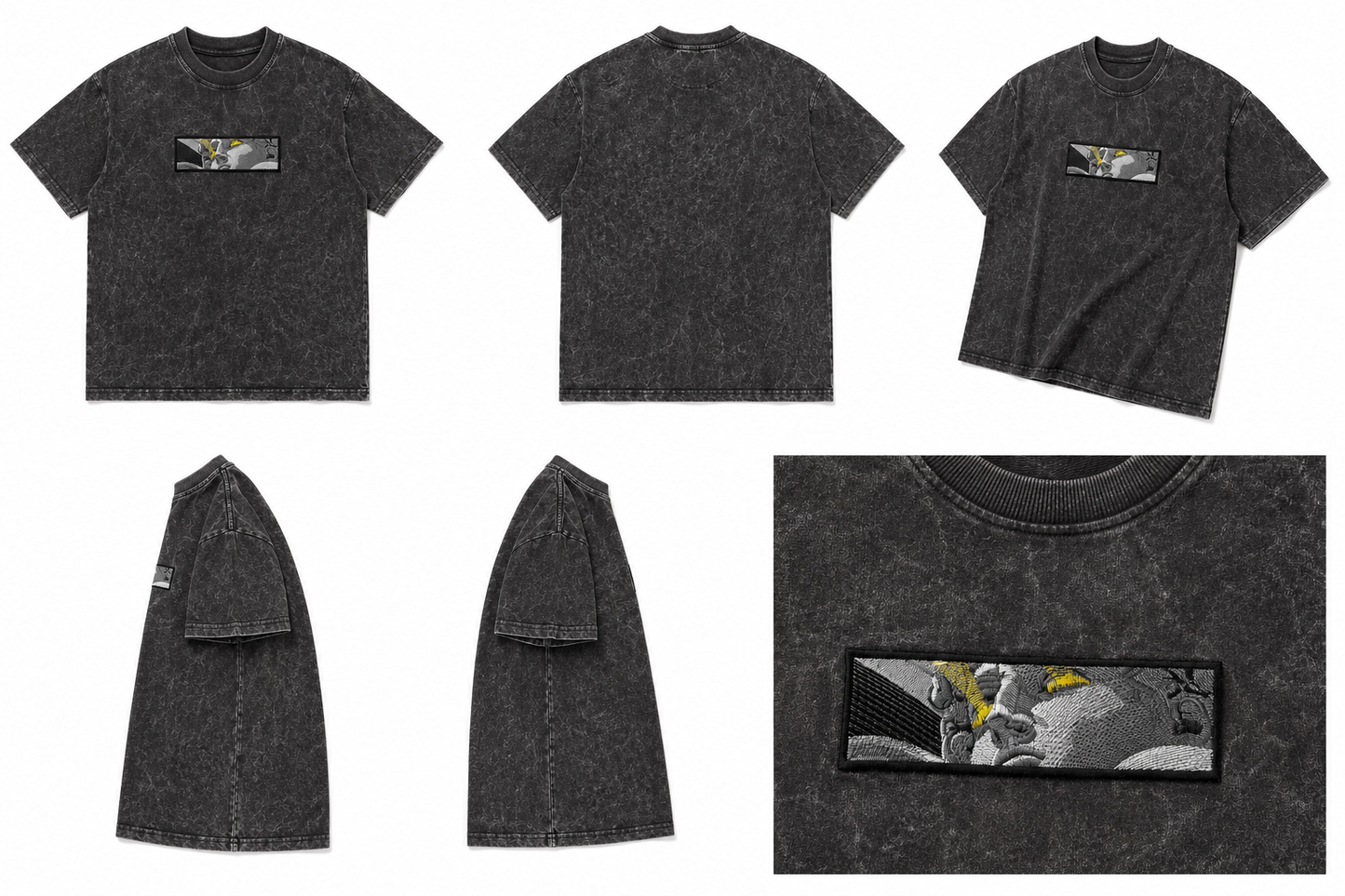 Acid wash oversized embroidered tshirt