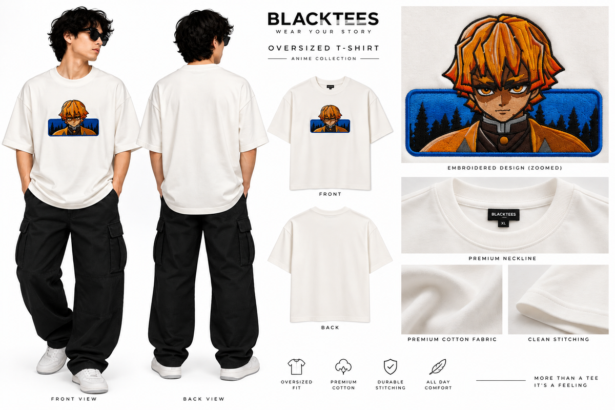 Zenitsu Agatsuma embroidered tshirt