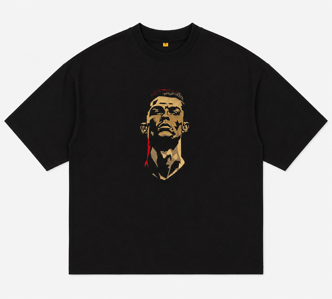 Ronaldo embroidered portrait black tshirt