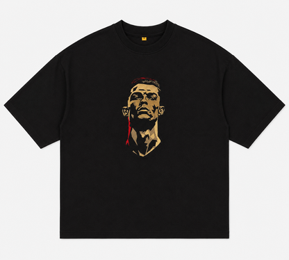 Ronaldo embroidered portrait black tshirt