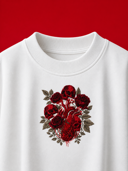 Skull Heart embroidered tshirt