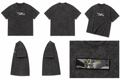 Acid wash oversized embroidered tshirt