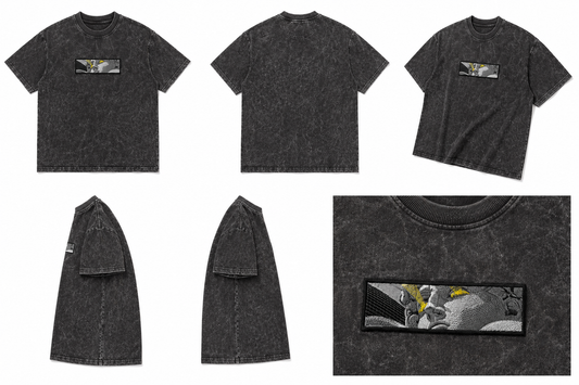 Acid wash oversized embroidered tshirt