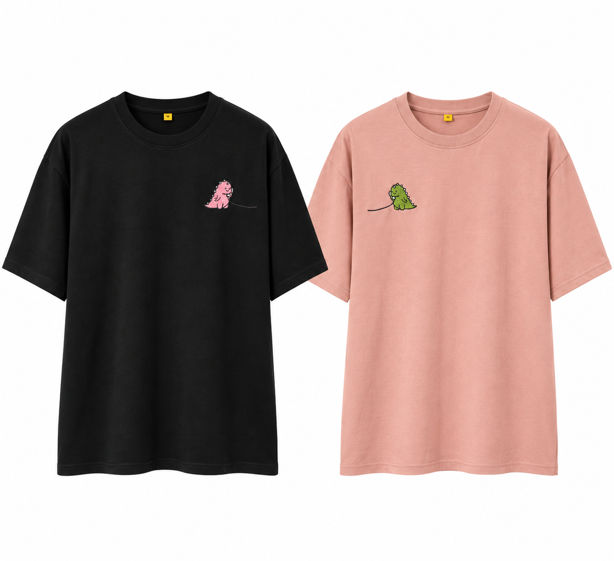 Dino couple t-shirt embroidered (pair)