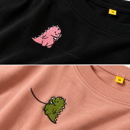 Dino couple t-shirt embroidered (pair)