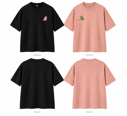 Dino couple t-shirt embroidered (pair)