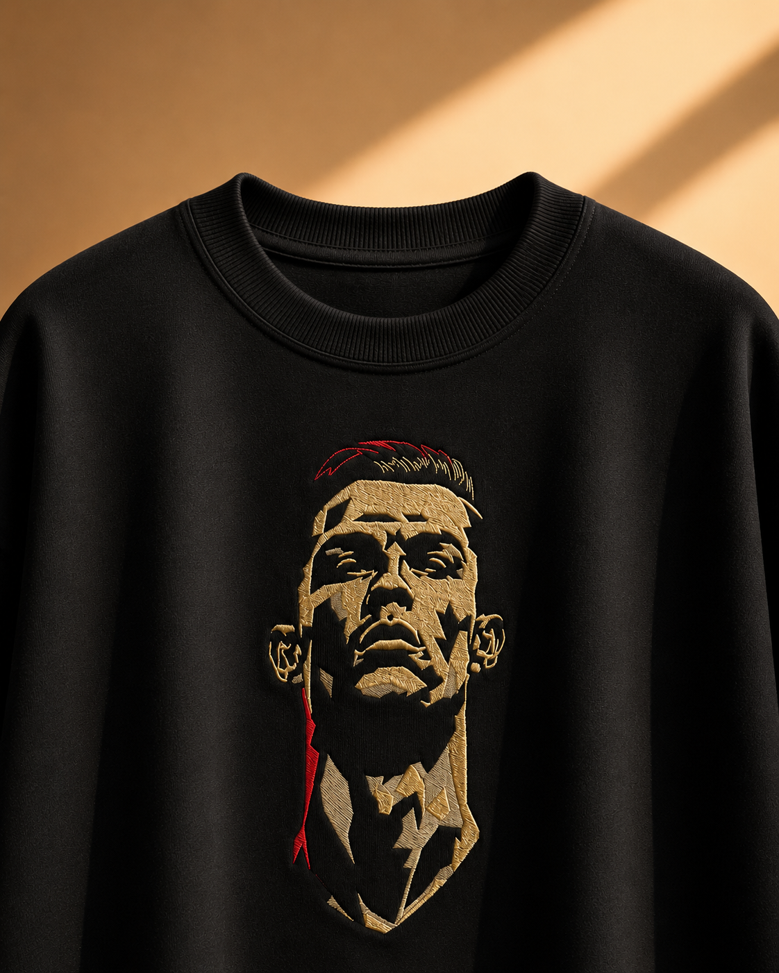 Ronaldo embroidered portrait black tshirt