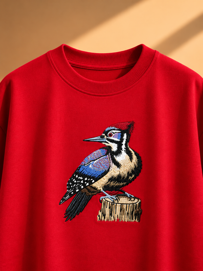 WOODPECKER RED EMBROIDERY OVERSIZED TSHIRT