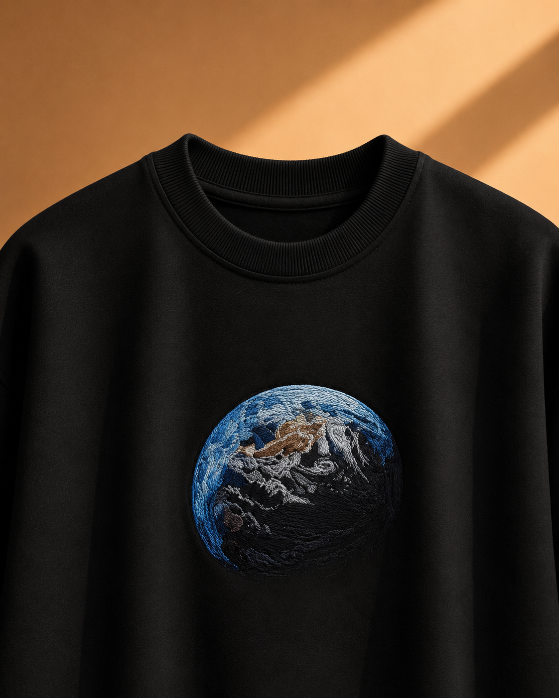 DOWN TO EARTH BLACK EMBROIDERY OVERSIZED TSHIRT