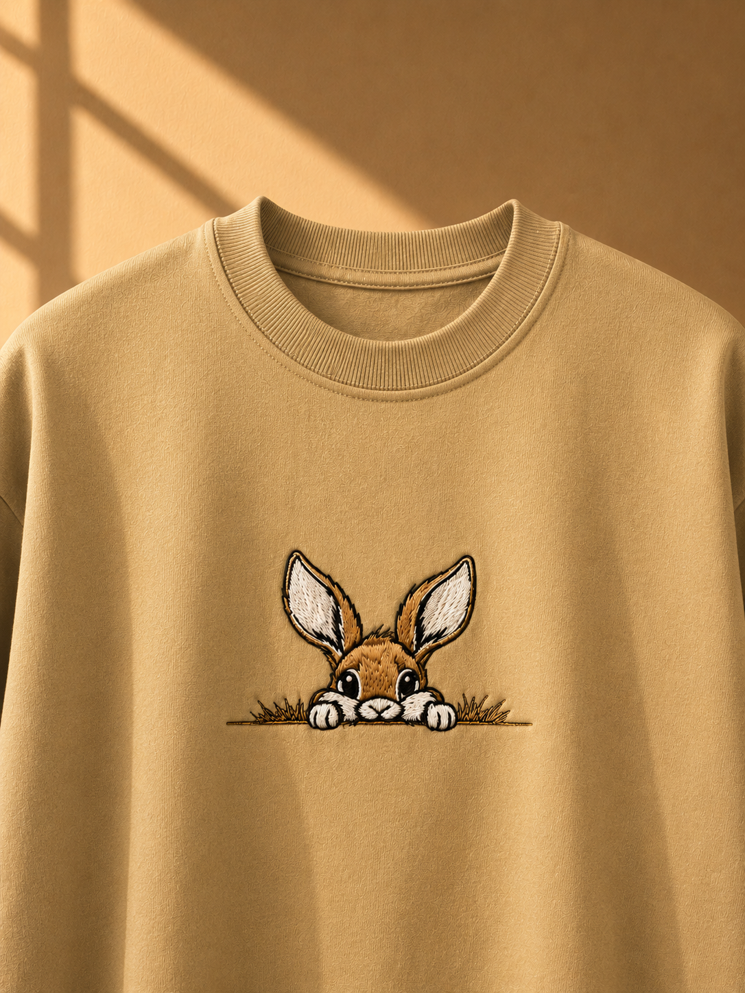 Bunny embroidered beige oversized t-shirt