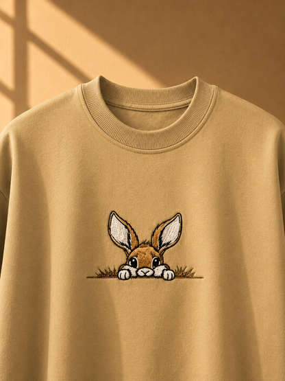 Bunny embroidered beige oversized t-shirt