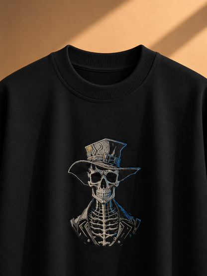 SKELETON BLACK EMBROIDERY OVERSIZED TSHIRT