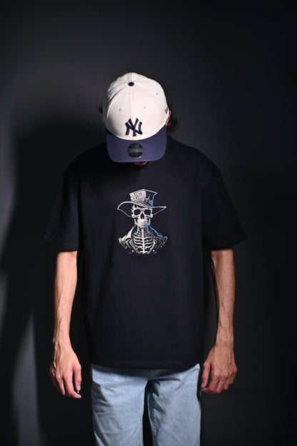 SKELETON BLACK EMBROIDERY OVERSIZED TSHIRT