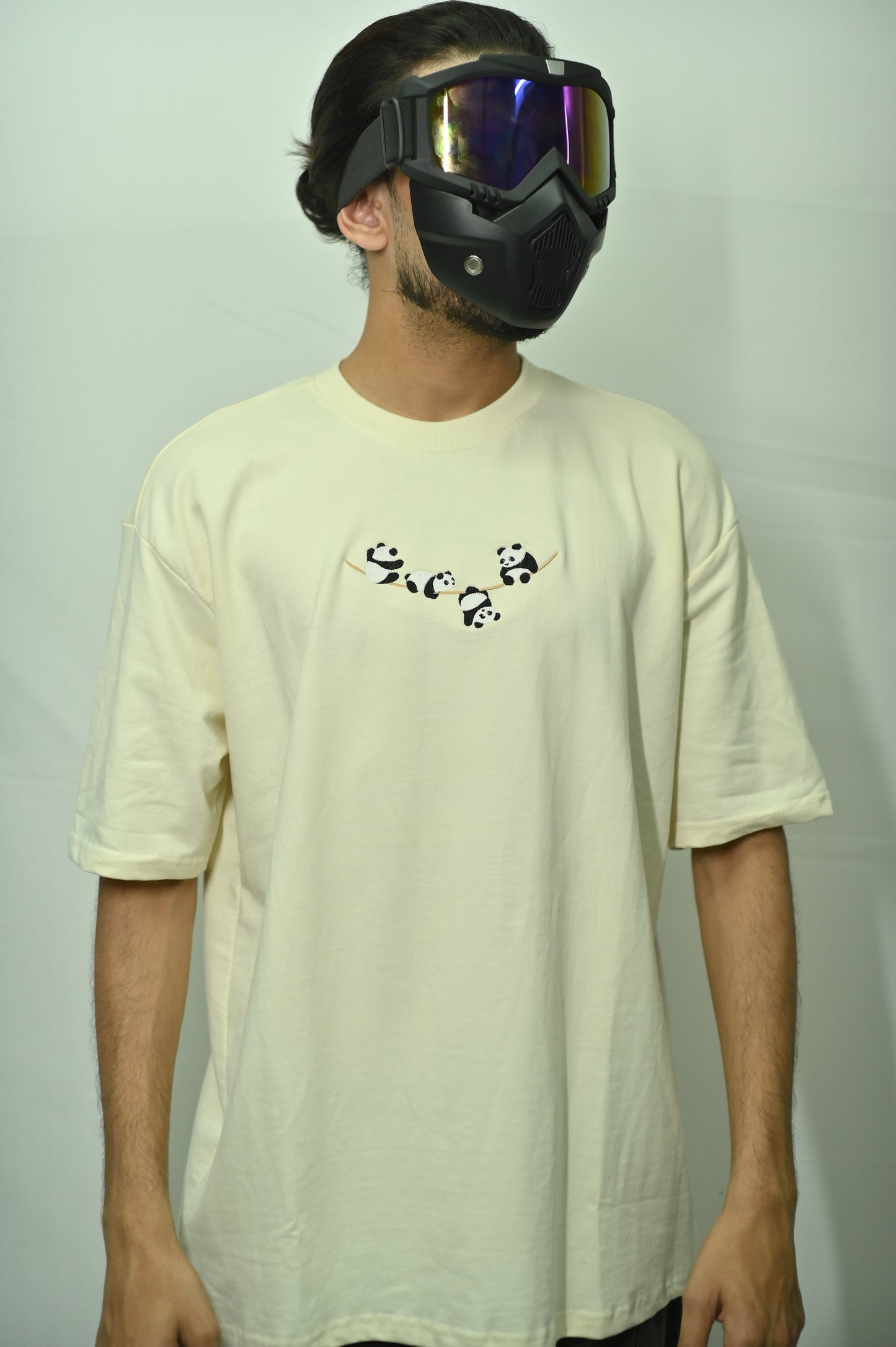 Panda embroidered oversized t-shirt