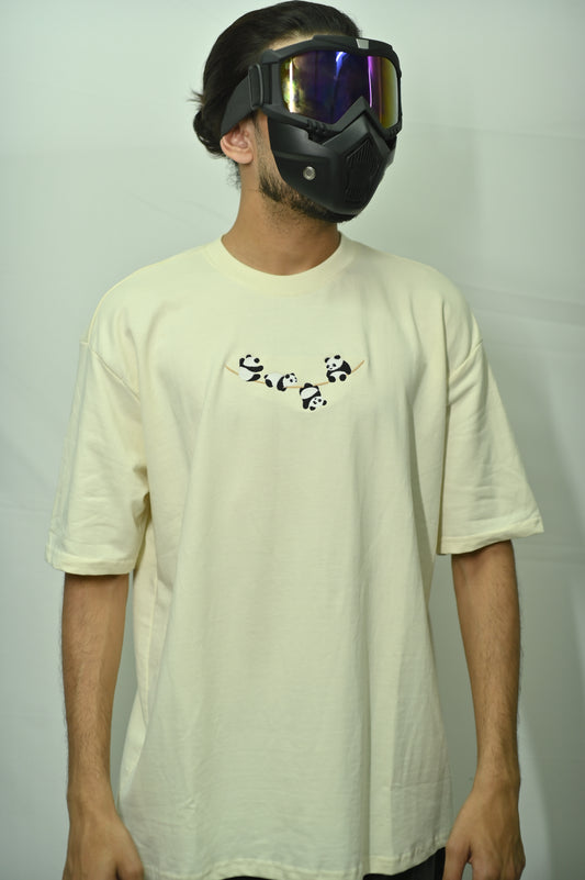 Panda embroidered oversized t-shirt