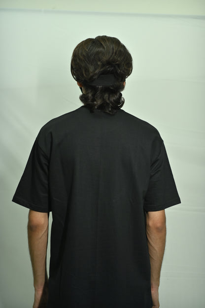 Whale embroidered black oversized t-shirt