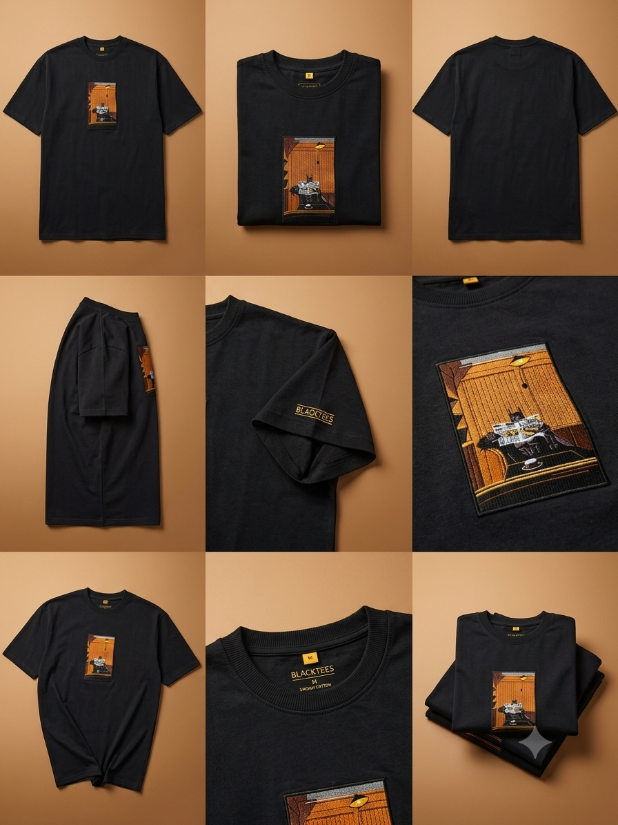 batman embroidered oversized black T-shirt