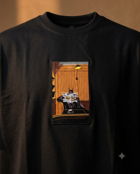 batman embroidered oversized black T-shirt