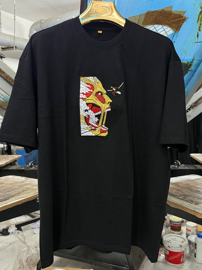 Custom Design Embroidery Oversized T-shirt ( Anime , portrait , pets , cars etc )