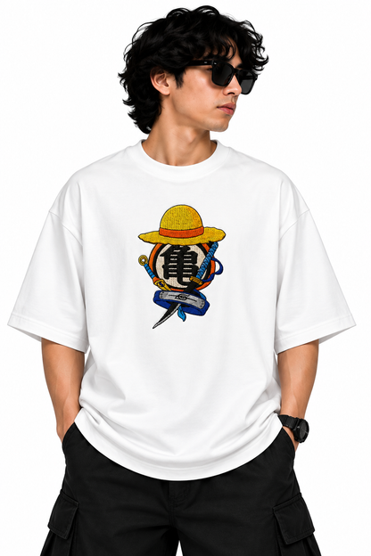 Anime x embroidery oversized tshirt
