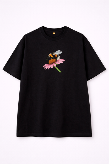 Bee embroidered black oversized t-shirt